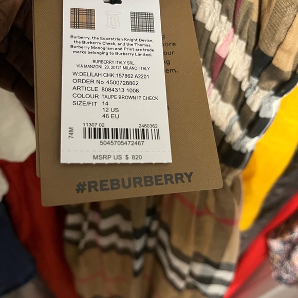 NWT Burberry Dress Size 12 - Picture 2 of 6
